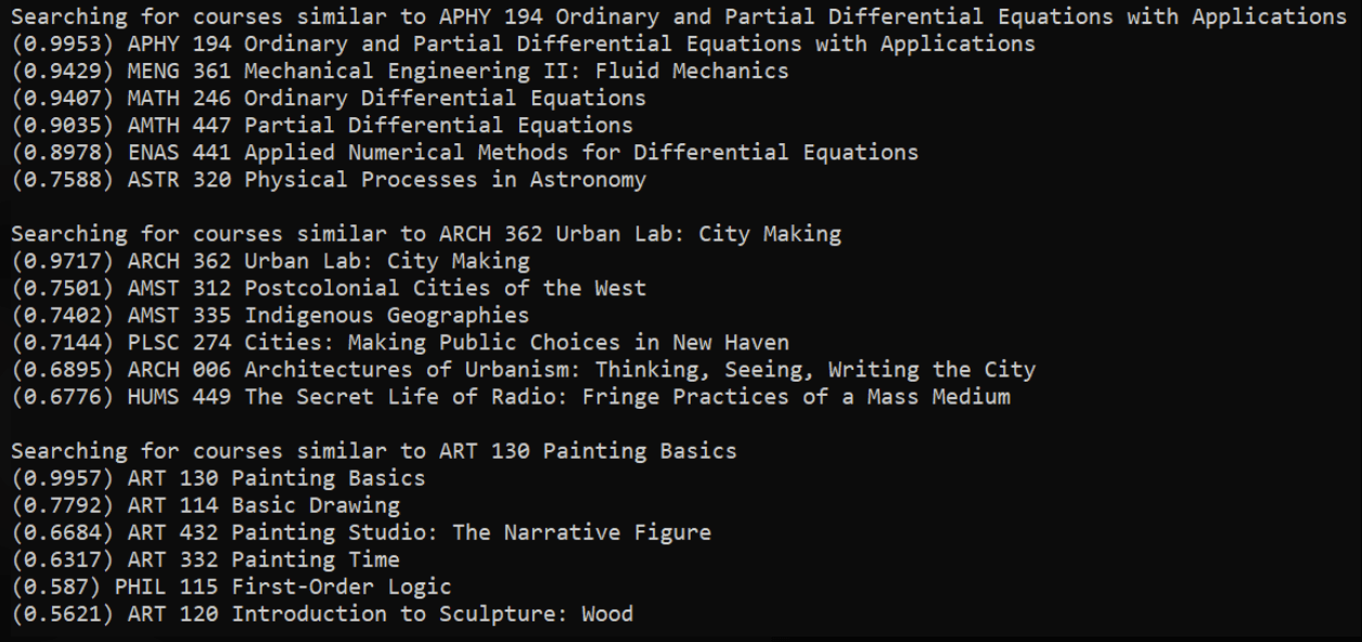 Coursetable NLP